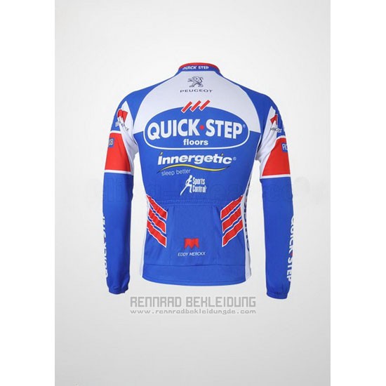 2011 Fahrradbekleidung Quick Step Floor Wei und Azurblau Trikot Langarm und Tragerhose
